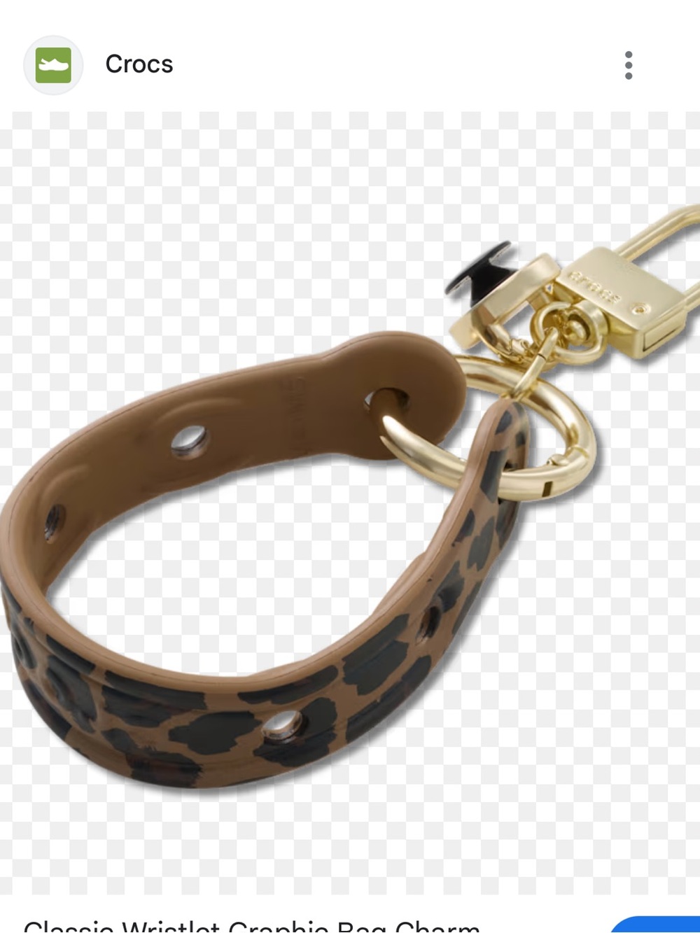 CROCS Brown Leopard Print Wristlet Keychain with Gold Hardware